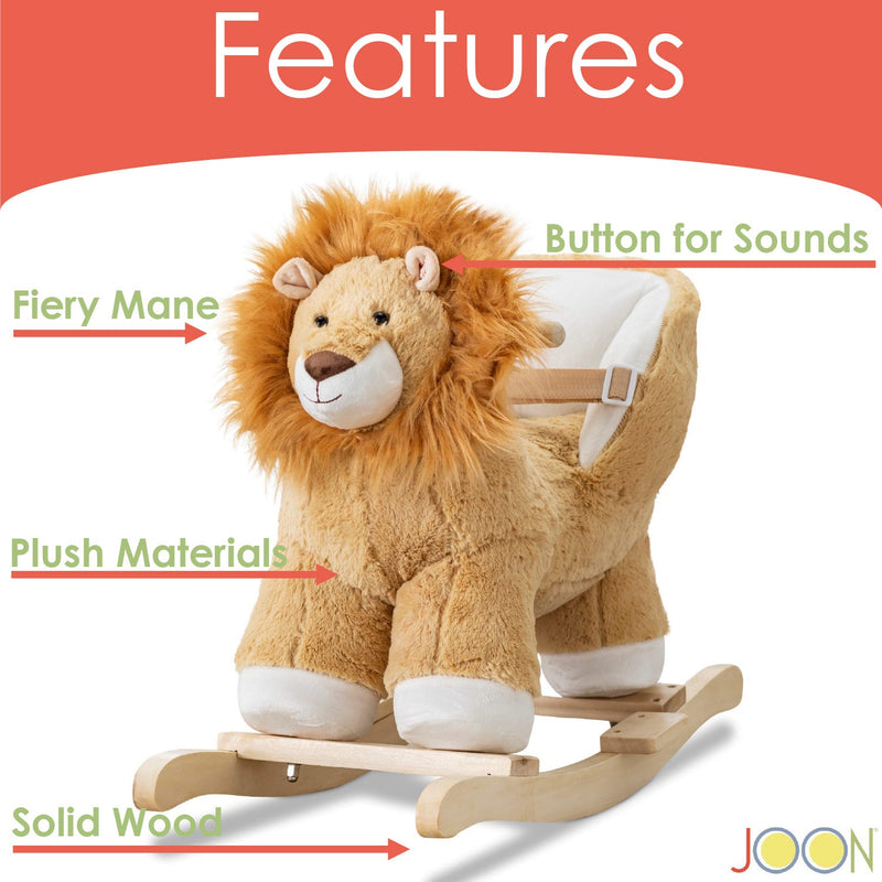 JOON Roary Ride-On Chair Lion Rocking Horse with Sound Effects, Tan