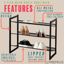 PREMIUS 3 Layer Metal Mesh Shelf Shoe Rack, Black, 29x12x16.5 Inches
