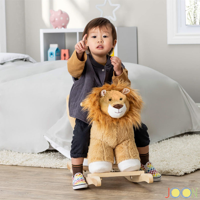 JOON Roary Ride-On Chair Lion Rocking Horse with Sound Effects, Tan