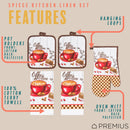 PREMIUS 5 Piece Printed Kitchen Linen Set, 2 Cotton Towels, 2 Pot Holders, 1 Oven Mitt
