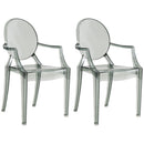 JOON 2 Pack Kids Ghost Chairs with Armrest, 25x13x14.5 Inches, Transparent