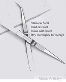 6" Adjustable Stainless Steel Non-slip Tweezers 2 Pcs Set: Bent-Tip Tweezers and Straight-Tip Tweezers