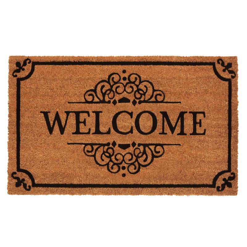 Achim Welcome Printed Coir Doormat, Brown-Black, 18x30 Inches