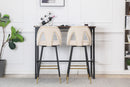 Akoya Collection Modern | Contemporary Velvet Upholstered Connor 28" Bar Stool & Counter Stools with Nailheads and Gold Tipped Black Metal Legs,Set of 2 (Beige)