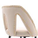 Akoya Collection Modern | Contemporary Velvet Upholstered Connor 28" Bar Stool & Counter Stools with Nailheads and Gold Tipped Black Metal Legs,Set of 2 (Beige)