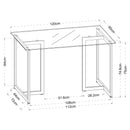 47" Iron Dining Table with Tempered Glass Top, Clear & Black