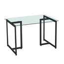47" Iron Dining Table with Tempered Glass Top, Clear & Black