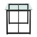 47" Iron Dining Table with Tempered Glass Top, Clear & Black