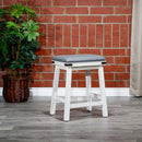 24" Counter Stool, Antique White, Gray Leather Seat