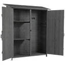 56"L x 19.5"W x 64"H Outdoor Storage Shed with Lockable Door, Wooden Tool Storage Shed w/Detachable Shelves & Pitch Roof,Gray
