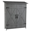 56"L x 19.5"W x 64"H Outdoor Storage Shed with Lockable Door, Wooden Tool Storage Shed w/Detachable Shelves & Pitch Roof,Gray