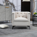 Accent Chair Living Room Chairs Single Sofa Chair,Arm Chairs with Linen Fabric, Mid Century Accent Arm Chairs Comfy Reading Lounge Club Armchair for Bedroom Office Study