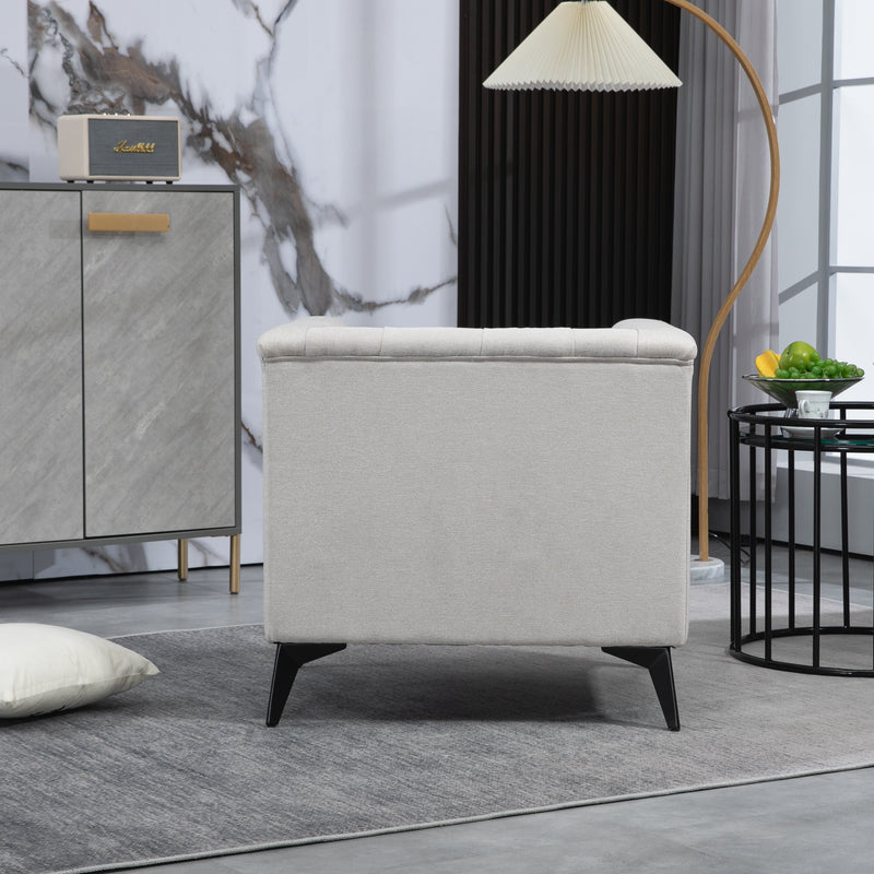 Accent Chair Living Room Chairs Single Sofa Chair,Arm Chairs with Linen Fabric, Mid Century Accent Arm Chairs Comfy Reading Lounge Club Armchair for Bedroom Office Study