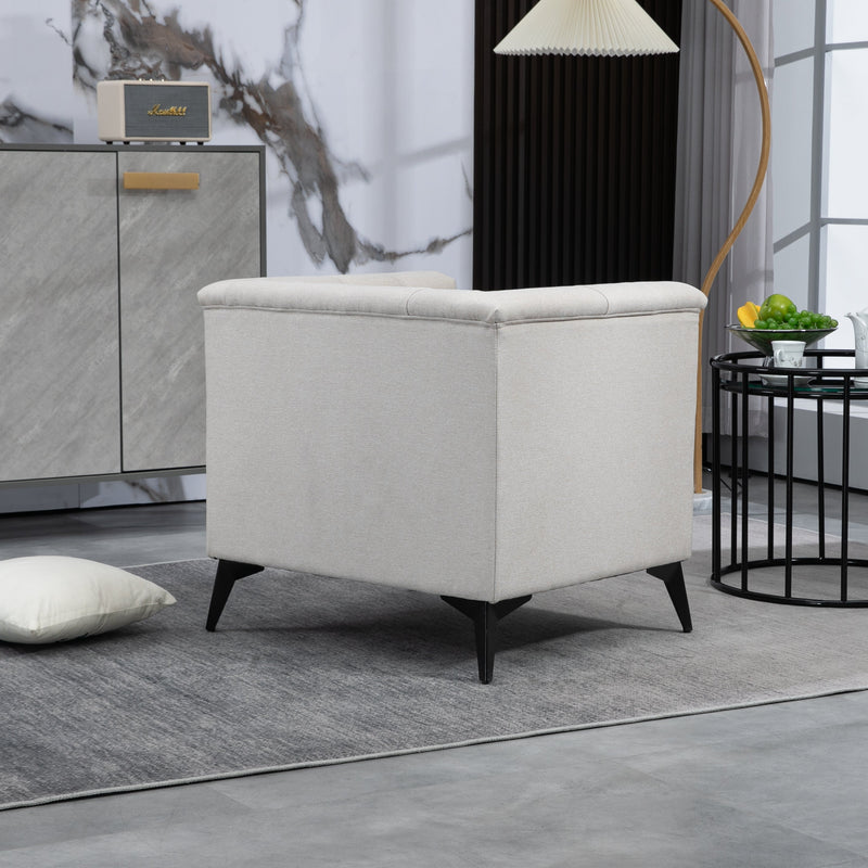 Accent Chair Living Room Chairs Single Sofa Chair,Arm Chairs with Linen Fabric, Mid Century Accent Arm Chairs Comfy Reading Lounge Club Armchair for Bedroom Office Study