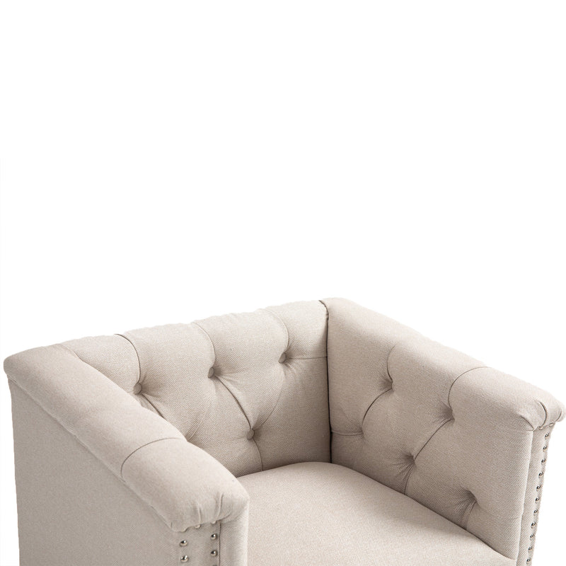 Accent Chair Living Room Chairs Single Sofa Chair,Arm Chairs with Linen Fabric, Mid Century Accent Arm Chairs Comfy Reading Lounge Club Armchair for Bedroom Office Study