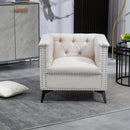 Accent Chair Living Room Chairs Single Sofa Chair,Arm Chairs with Linen Fabric, Mid Century Accent Arm Chairs Comfy Reading Lounge Club Armchair for Bedroom Office Study