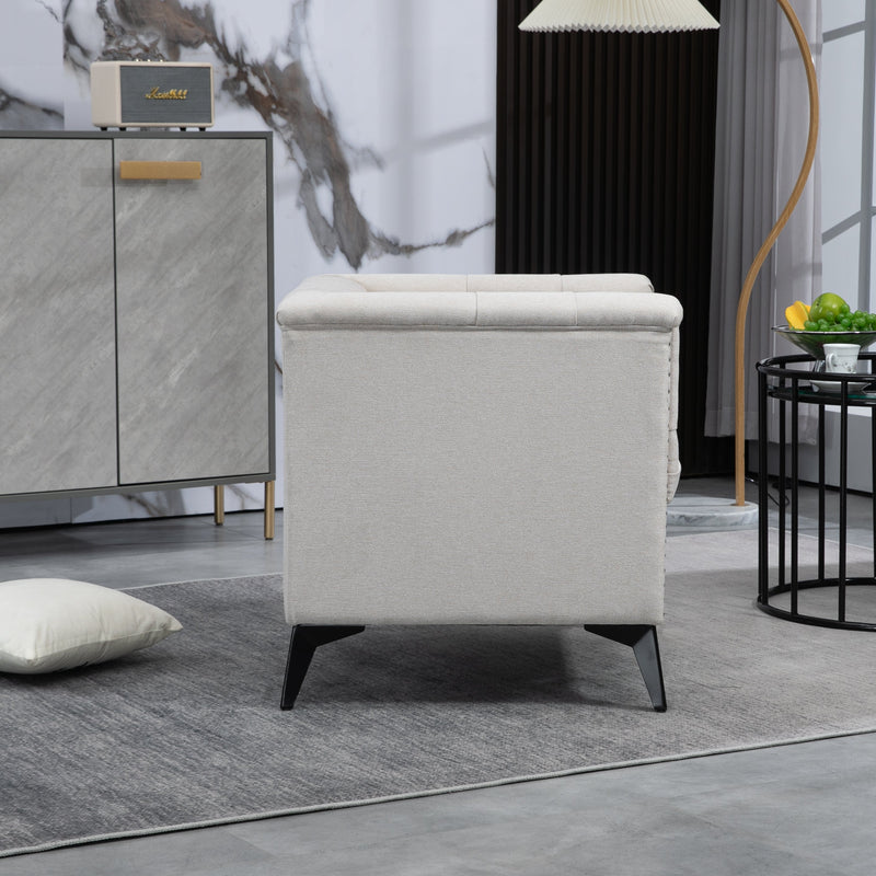 Accent Chair Living Room Chairs Single Sofa Chair,Arm Chairs with Linen Fabric, Mid Century Accent Arm Chairs Comfy Reading Lounge Club Armchair for Bedroom Office Study