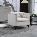 Accent Chair Living Room Chairs Single Sofa Chair,Arm Chairs with Linen Fabric, Mid Century Accent Arm Chairs Comfy Reading Lounge Club Armchair for Bedroom Office Study