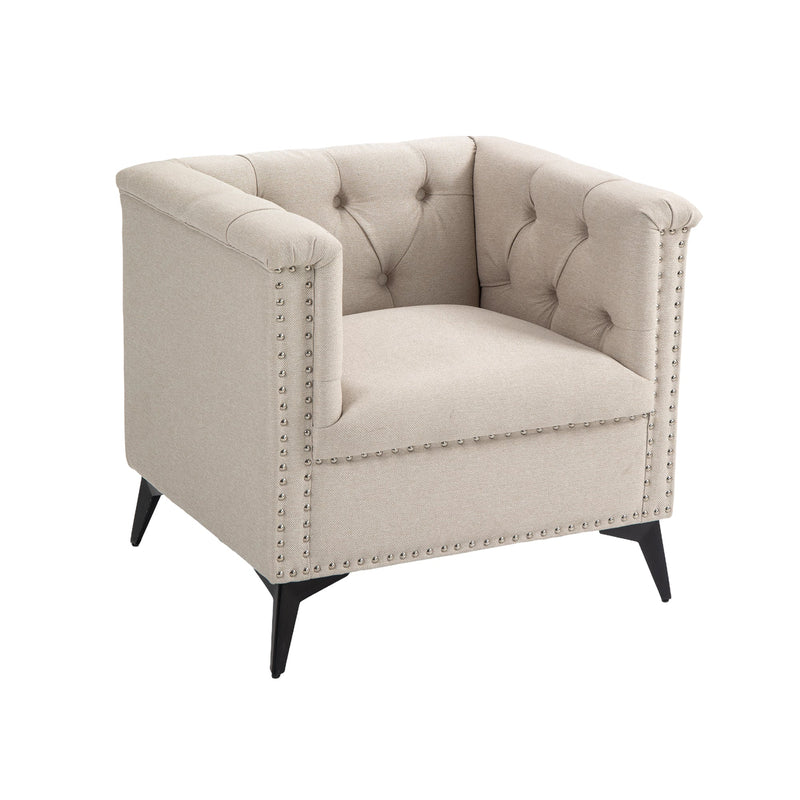 Accent Chair Living Room Chairs Single Sofa Chair,Arm Chairs with Linen Fabric, Mid Century Accent Arm Chairs Comfy Reading Lounge Club Armchair for Bedroom Office Study