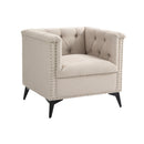 Accent Chair Living Room Chairs Single Sofa Chair,Arm Chairs with Linen Fabric, Mid Century Accent Arm Chairs Comfy Reading Lounge Club Armchair for Bedroom Office Study