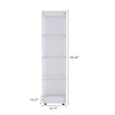 4 Shelves Glass Cabinet Glass Display Cabinet with One Door, White