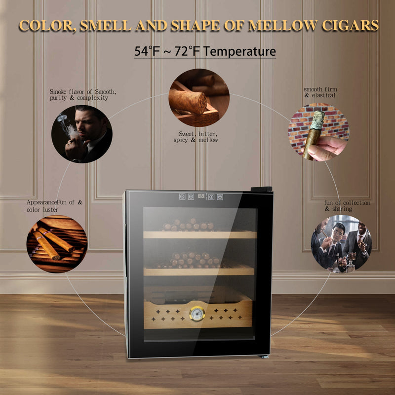 50L Cigar Humidors with Cooling and Heating Function, 300 Counts Capacity Cigar Humidor Humidifiers with Constant Temperature Controller, Father's Day Gift for Men