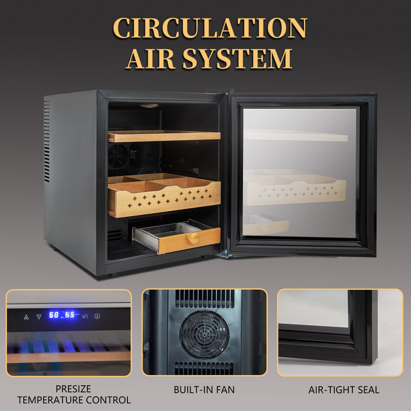 50L Cigar Humidors with 3-IN-1 Cooling, Heating & Humidity Control, 250 Counts Capacity Cigar Humidor Humidifiers with Constant Temperature Controller, Father's Day Gift for Men