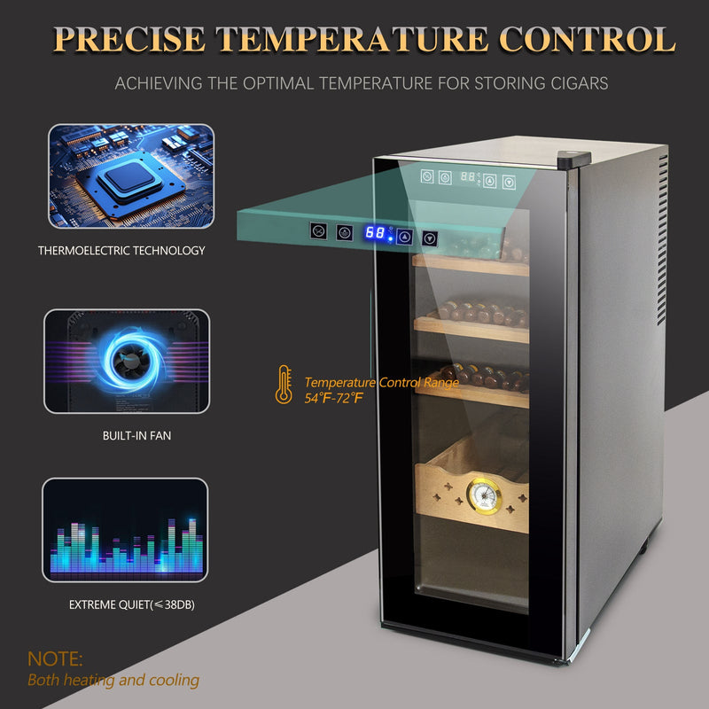 35L Cigar Humidors with Cooling and Heating Function, 250Counts Capacity Cigar Humidor Humidifiers with Constant Temperature Controller, Father's Day Gift for Men