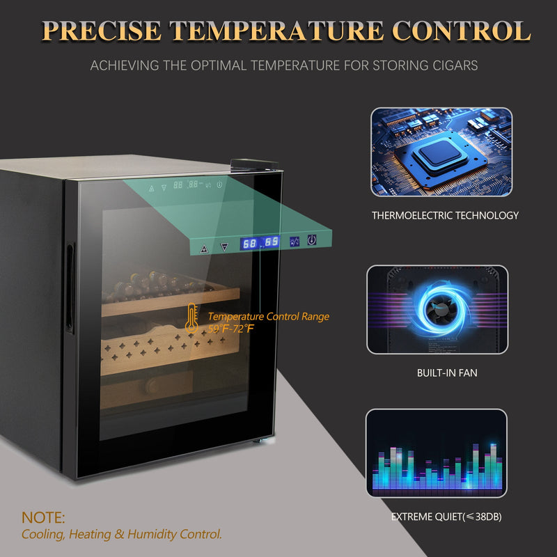 50L Cigar Humidors with 3-IN-1 Cooling, Heating & Humidity Control, 250 Counts Capacity Cigar Humidor Humidifiers with Constant Temperature Controller, Father's Day Gift for Men