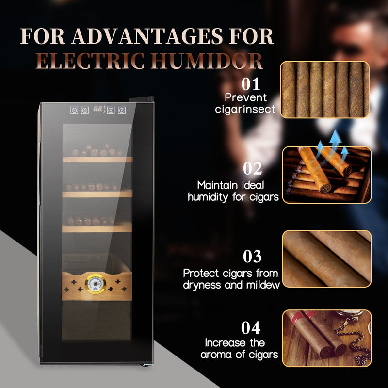 35L Cigar Humidors with Cooling and Heating Function, 250Counts Capacity Cigar Humidor Humidifiers with Constant Temperature Controller, Father's Day Gift for Men