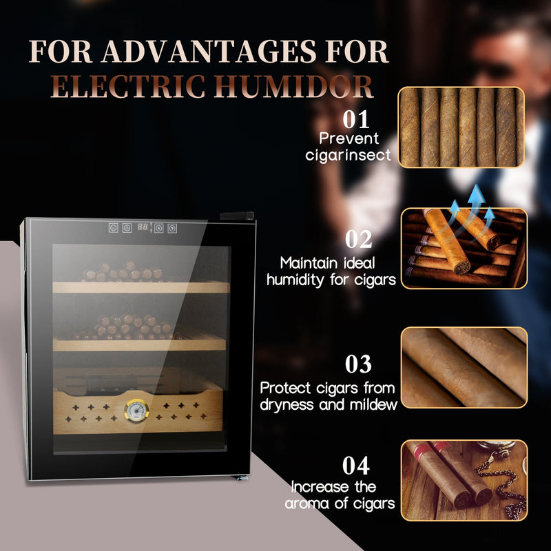 50L Cigar Humidors with Cooling and Heating Function, 300 Counts Capacity Cigar Humidor Humidifiers with Constant Temperature Controller, Father's Day Gift for Men