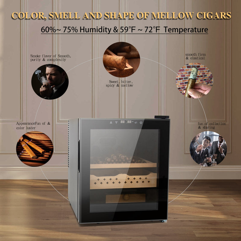50L Cigar Humidors with 3-IN-1 Cooling, Heating & Humidity Control, 250 Counts Capacity Cigar Humidor Humidifiers with Constant Temperature Controller, Father's Day Gift for Men