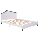 3-Pieces Bedroom Sets Full Size Platform Bed with Nightstand and Storage dresser, White+Gray
