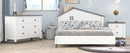 3-Pieces Bedroom Sets Full Size Platform Bed with Nightstand and Storage dresser, White+Gray