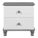 3-Pieces Bedroom Sets, Twin Size Boat-Shaped Platform Bed with Trundle and Two Nightstands, White+Gray