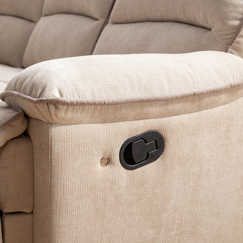 94.8" Modern Manual Reclining Living Room Furniture Set with USB Ports, Hidden Storage, LED Light Strip and 2 Cup Holders, Cream