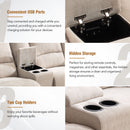 94.8" Modern Manual Reclining Living Room Furniture Set with USB Ports, Hidden Storage, LED Light Strip and 2 Cup Holders, Cream