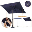 Adjustable Tilt Led Lights Blue Rectangular Patio Large Umbrella For Beach Outside Outdoor