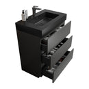 Alice 30" Gray Bathroom Vanity with Sink, Large Storage Freestanding Bathroom Vanity for Modern Bathroom, One-Piece Black Sink Basin without Drain and Faucet