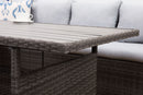 7-Pieces PE Rattan Wicker Patio Dining Sectional Cusions Sofa Set with Grey cushions