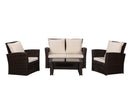 4-Pieces Outdoor Patio Furniture Set PE Rattan Wicker with Brown