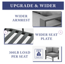 3-Pieces Outdoor All-Weather Conversation Set, Sectional Sofa, Corner Sofas, Grey Aluminum with Dark Grey Cushions