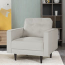35 Inch Wide Accent Chair Upholstered Single Upholstered Lounge Club Chair For Living Room Bedroom (White)