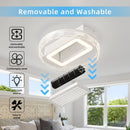 20inch Modern Leafless Ceiling Fan with Remote Control Removable and Washable, Reversible Motor