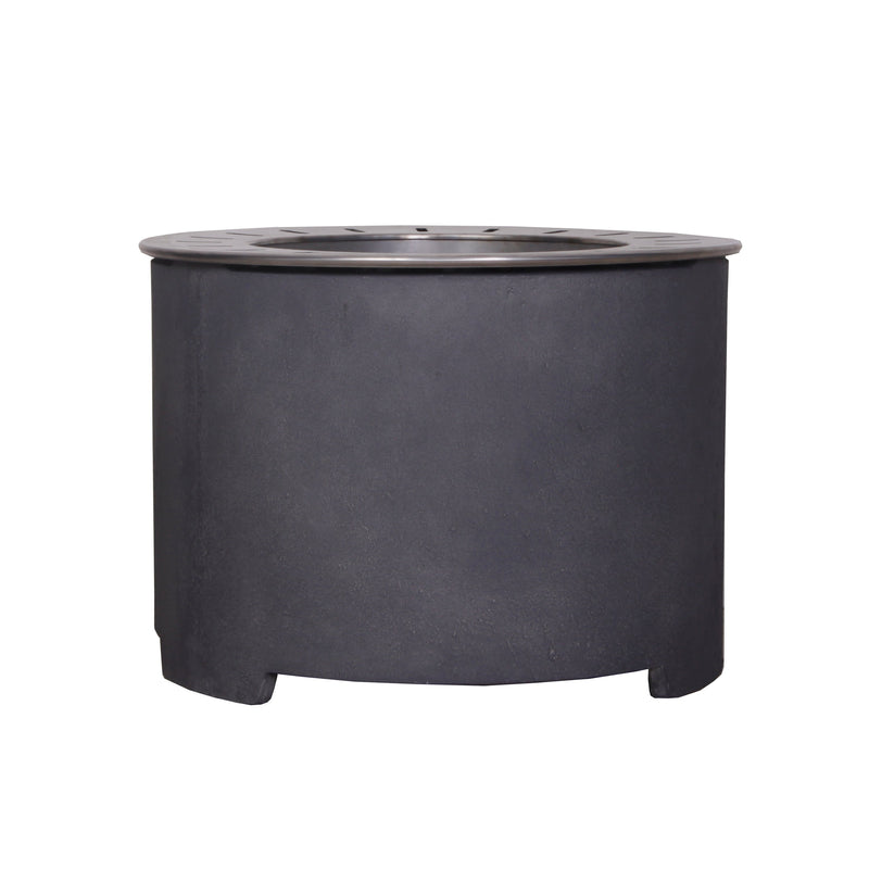 20.5 Inch x 15 Inch Dark Grey Faux Concrete Texture Smokeless Firepit With Wood Pellet/Twig/Wood As The Fuel