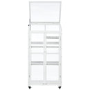 62inch Height Wood Large Greenhouse Balcony Portable Cold Frame with Wheels and Adjustable Shelves for Outdoor Indoor Use, White