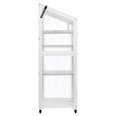 62inch Height Wood Large Greenhouse Balcony Portable Cold Frame with Wheels and Adjustable Shelves for Outdoor Indoor Use, White