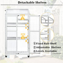62inch Height Wood Large Greenhouse Balcony Portable Cold Frame with Wheels and Adjustable Shelves for Outdoor Indoor Use, White