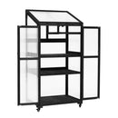 62inch Height Wood Large Greenhouse Balcony Portable Cold Frame with Wheels and Adjustable Shelves for Outdoor Indoor Use, Black
