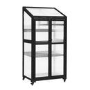 62inch Height Wood Large Greenhouse Balcony Portable Cold Frame with Wheels and Adjustable Shelves for Outdoor Indoor Use, Black